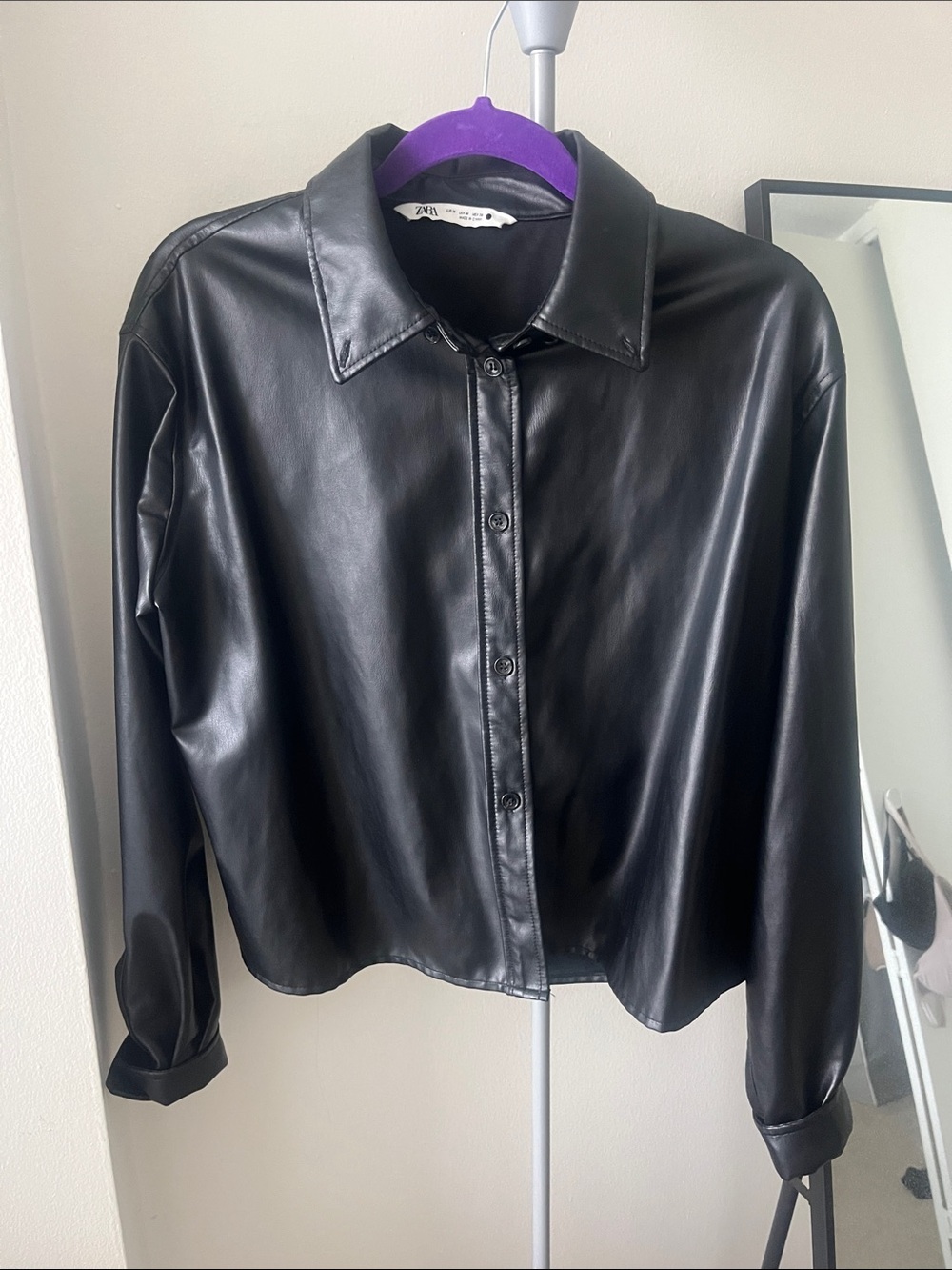 Zara Leather Button-Up